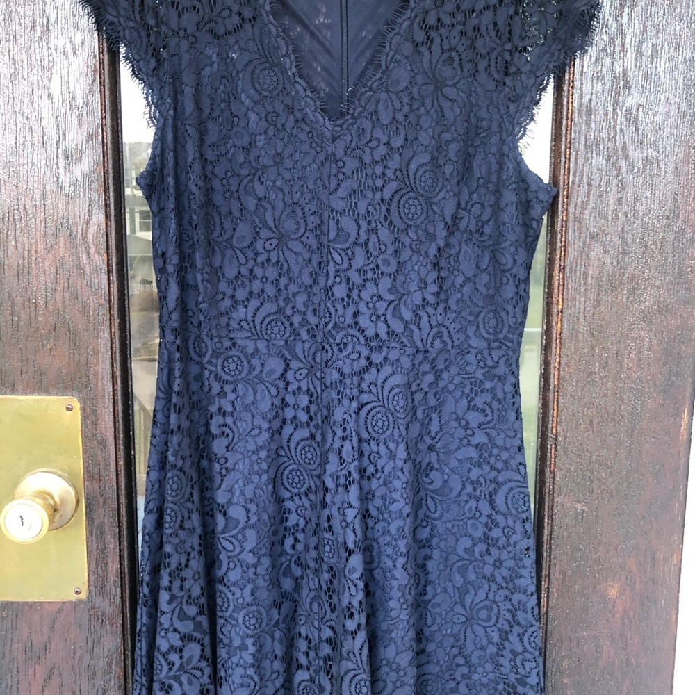 Lace navy blue cocktail dress